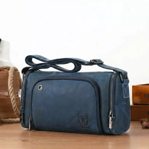 Bolsa De Couro Masculina Bullcaptain Iron Azul