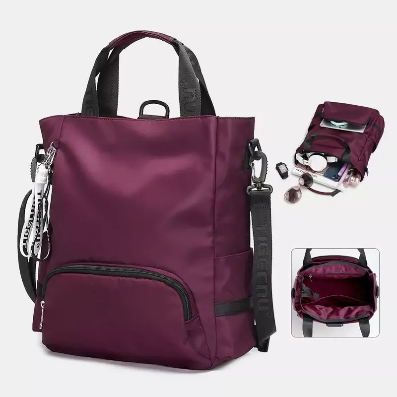 Bolsa Mochila Feminina Impermeável 3 Em 1 Tigernu Vinho