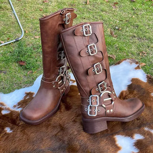 Bota Feminina Marrom Cano Longo Marrom - Machimelo