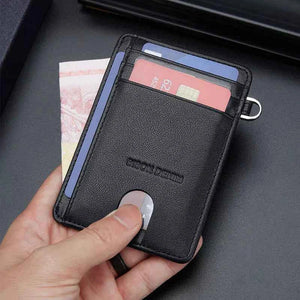 Carteira De Couro Slim Bison Denim