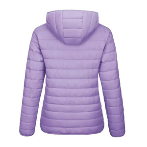 Jaqueta Puffer Feminina Com Capuz Costas