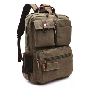 Mochila Executiva De Lona Masculina Resistente Verde