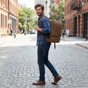 Mochila Vintage Masculina De Lona Executiva