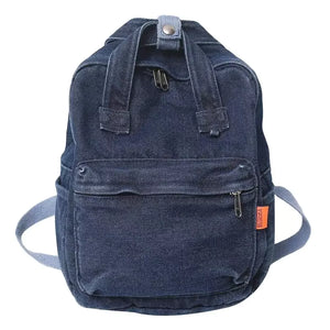 Mochila Feminina Pequena Jeans Flora Azul Marinho - Machimelo