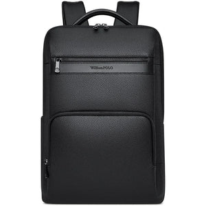 Mochila William Polo De Couro Para Notebook 15.6 Polegadas Atlas Preta - Machimelo