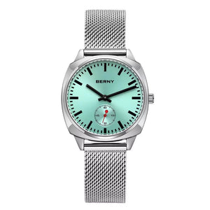 Relógio Feminino Prata Aurora Azul