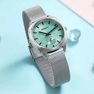 Relógio Feminino Prata Aurora Azul mostrador