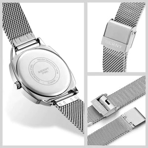 Relógio Feminino Prata Aurora Verde pulseira