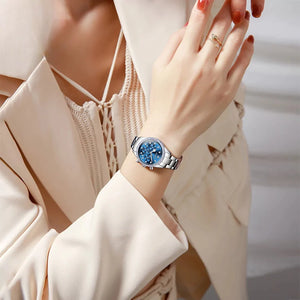 Relógio Feminino Olevs Quartzo Cronógrafo Azul