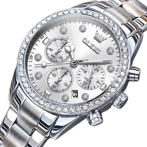 Relógio Feminino Olevs Quartzo Cronógrafo Prata