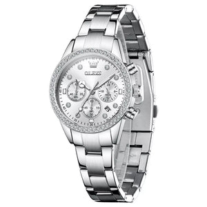 Relógio Feminino Olevs Quartzo Cronógrafo Prata