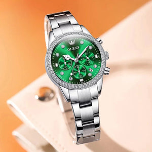 Relógio Feminino Olevs Quartzo Cronógrafo Verde