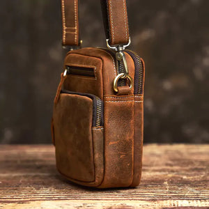 Shoulder Bag Couro Legítimo Artesanal Aurum Marrom - Machimelo
