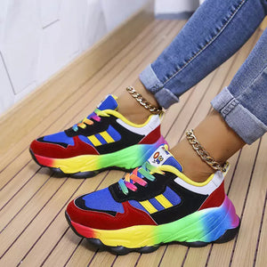 Tênis Colorido Feminino Confort Rainbow Vermelho - Machimelo