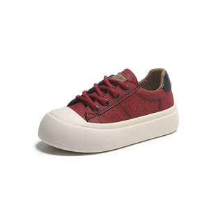 Tênis Feminino De Couro Plataforma Vinho - Machimelo