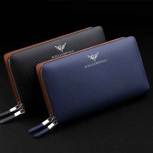 Carteira Em Couro Legítimo William Polo Com Zíper Long