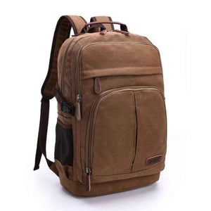Mochila De Lona Masculina Para Notebook Multifuncional Marrom - Machimelo