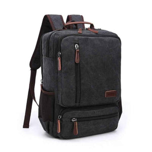Mochila De Lona Masculina Vintage Executiva Preta