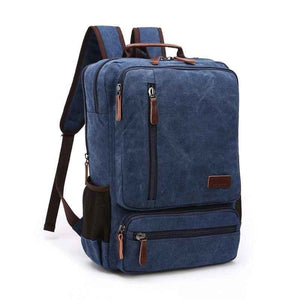 Mochila De Lona Masculina Vintage Executiva Azul