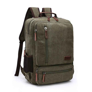 Mochila De Lona Masculina Vintage Executiva Verde