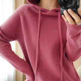 Blusa Feminina Manga Longa Casual Com Capuz Rosa