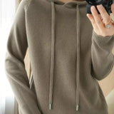 Blusa Feminina Manga Longa Casual Com Capuz Cinza