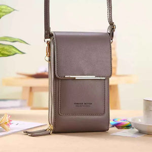 Bolsa Carteira Feminina Com Porta Celular Cinza