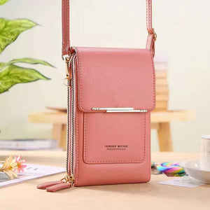 Bolsa Carteira Feminina Com Porta Celular Rosa