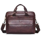 Bolsa Masculina de Ombro Couro Legítimo Notebook 14 Polegadas Maverick Marrom