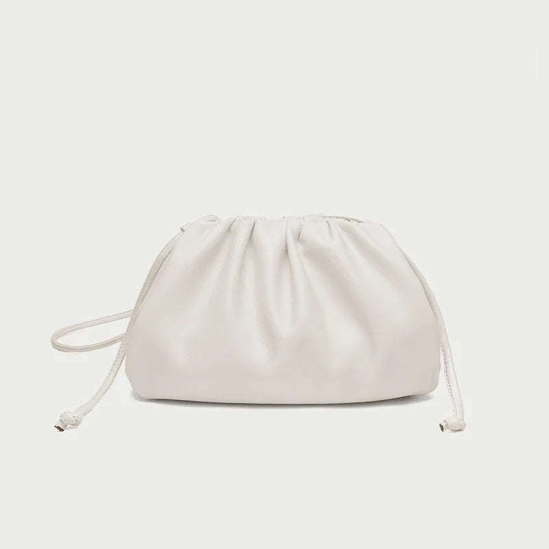 Bolsa Feminina Transversal Plissada Bege