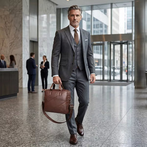 Bolsa Para Notebook De Couro Legítimo Masculina Mensageiro 14 Polegadas Rhino Machimelo Homem Usando