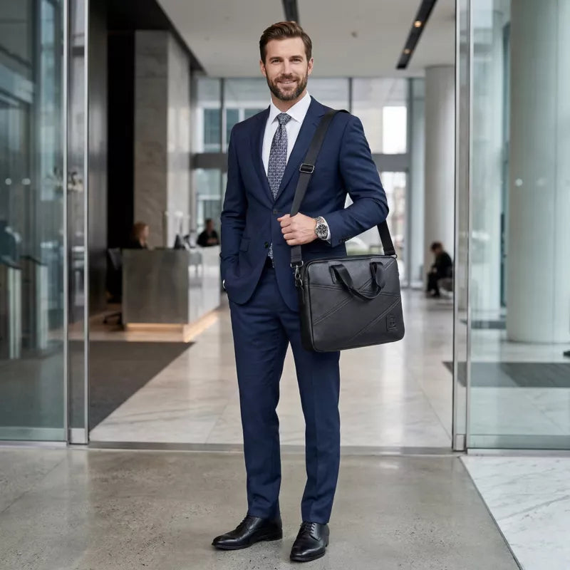 Bolsa Para Notebook De Couro Masculina Mensageiro 14 Polegadas Rhino Homem Usando