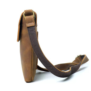 Shoulder Bag Masculina Couro Legítimo Artesanal Montana Vista Lateral