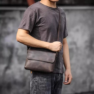 Bolsa Transversal Masculina Couro Legítimo Artesanal Texas - Machimelo