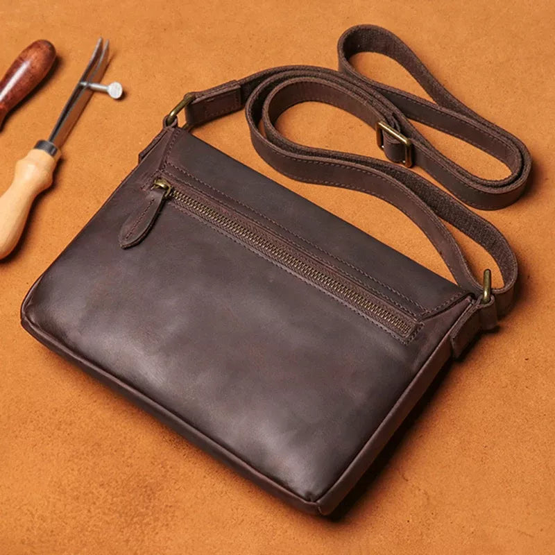Bolsa Transversal Masculina Couro Legítimo Artesanal Texas - Machimelo