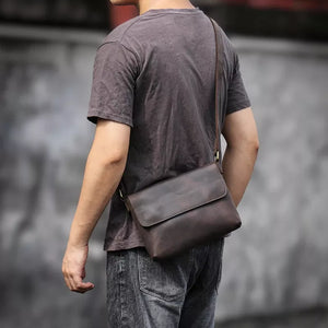 Bolsa Transversal Masculina Couro Legítimo Artesanal Texas - Machimelo