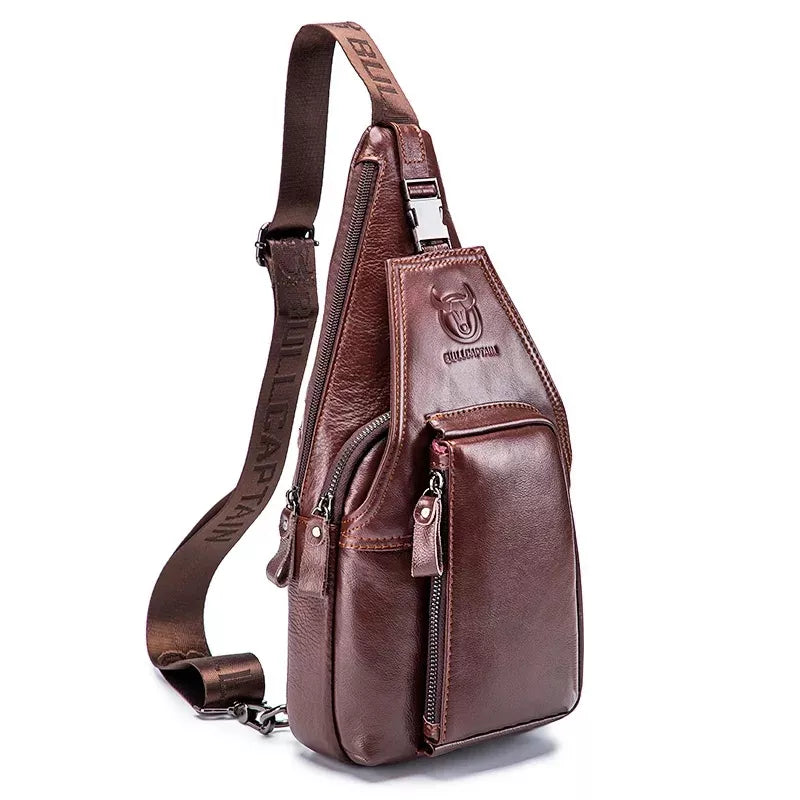 Bolsa Transversal Masculina Em Couro Tauro Marrom - Machimelo