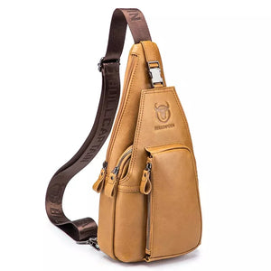 Bolsa Transversal Masculina Em Couro Tauro Caramelo - Machimelo