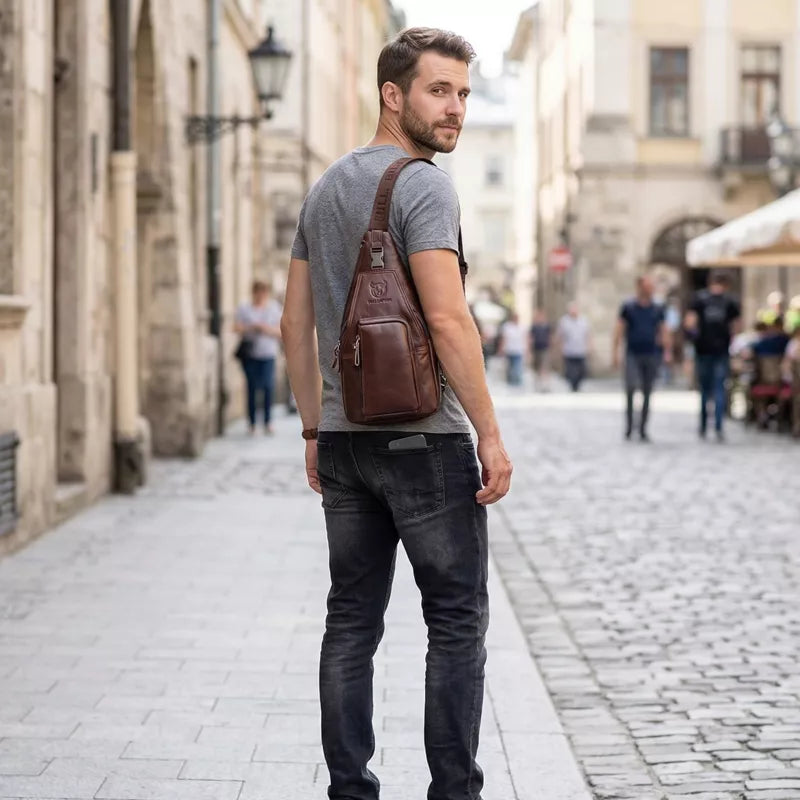 Bolsa Transversal Masculina Em Couro Tauro - Machimelo