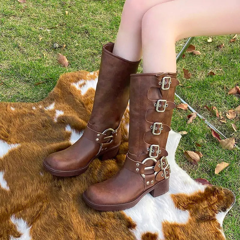 Bota Feminina Marrom Cano Longo Marrom - Machimelo