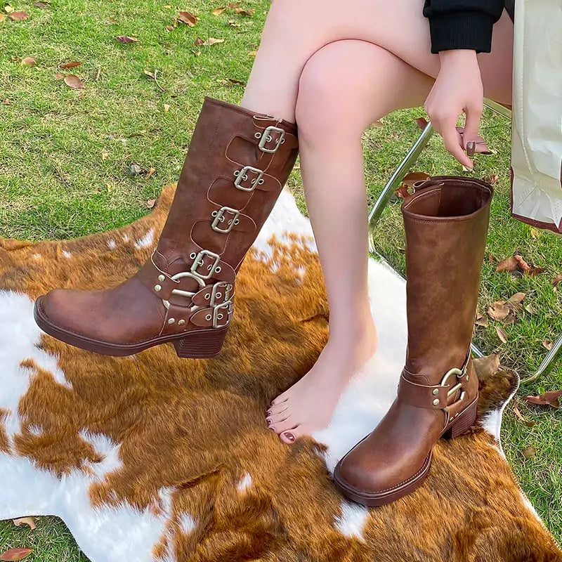 Bota Feminina Marrom Cano Longo Marrom - Machimelo