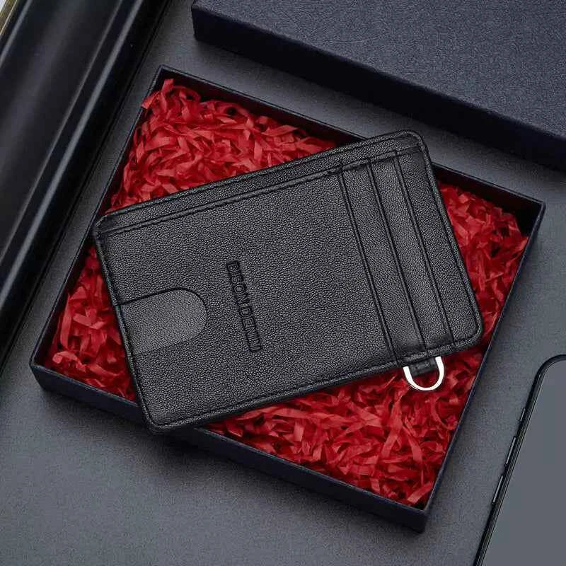 Carteira De Couro Slim Bison Denim