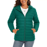 Jaqueta Puffer Feminina Com Capuz Verde