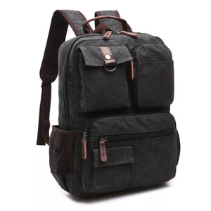 Mochila Masculina Lona Vintage Resistente Preto