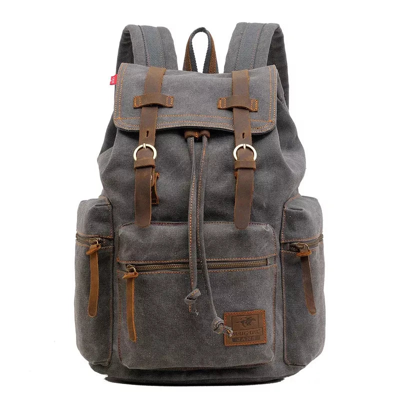 Mochila De Lona Masculina Vintage 15.6 Polegadas Dakota Cinza