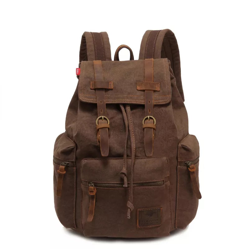 Mochila De Lona Masculina Vintage 15.6 Polegadas Dakota Marrom