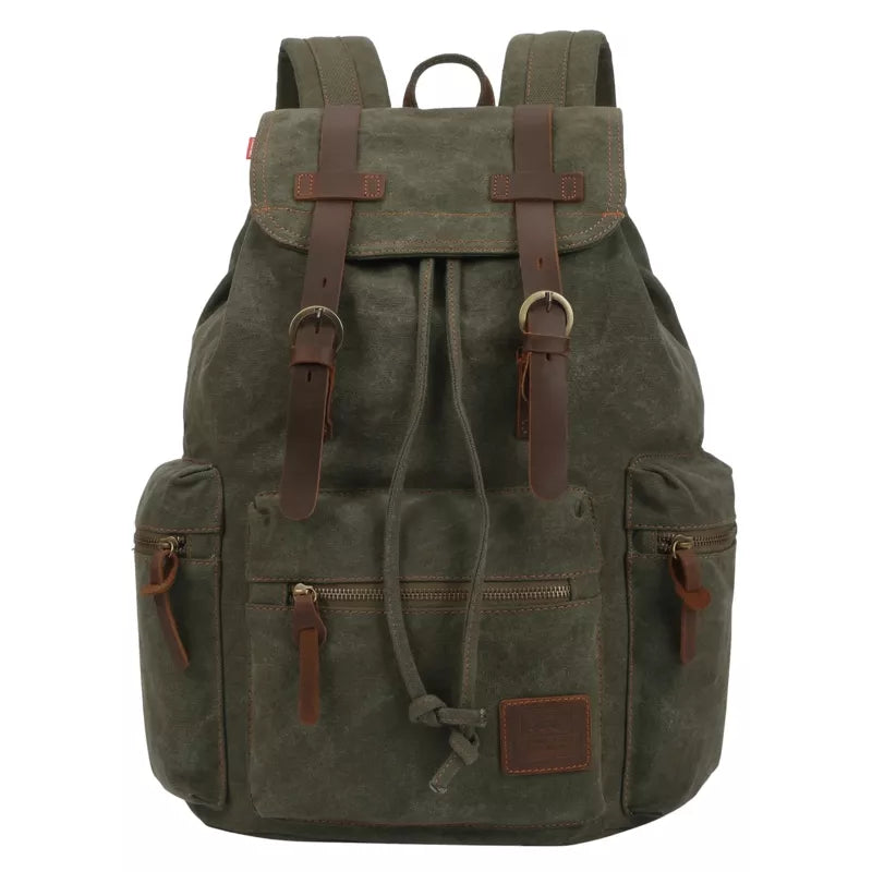 Mochila De Lona Masculina Vintage 15.6 Polegadas Dakota Verde