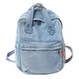 Mochila Feminina Pequena Jeans Flora Azul Claro - Machimelo