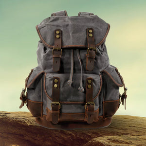 Mochila Masculina De Lona Encerada Ventura Cinza