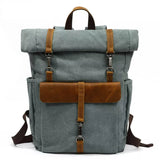 Mochila Para Notebook 15.6 Polegadas Em Lona E Couro Canastra Azul - Machimelo